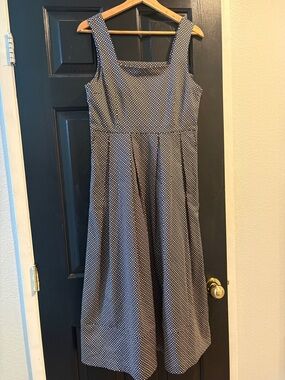 Sleeveless Blue & White Printed Fit-and-Flare Dress